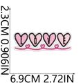 Detailed view of pink heart LOVE embroidered patch with size markings in cm and inches - Heart Style