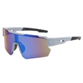 Gafas de ciclismo gris mate con lentes espejadas degradadas azul-púrpura para deporte outdoor - Marco Gris Espejo Azul