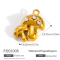 18k gold-plated stainless steel mushroom charm with sparkling zircon inlay for jewelry DIY - Rhinestone Mushroom Pendant PJ93100B