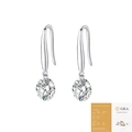 Silver 925 moissanite hoop earrings with GRA certificate on a clean white background - E13932 Simple Moissanite Hook (with GRA) / 2 Carat * 2