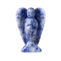 Hand-carved blue and white spotted natural crystal angel stone figurine on white background - 1.5 Inch / Blue Spot Stone