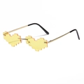 Unique pixel heart sunglasses with yellow lenses and thin gold metal frames - Gold Frame Yellow Lenses