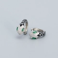 Orecchini a cerchio serpente in argento S925 con pavé di diamanti e smalto nero - Argento 925 / Oro Bianco