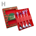 Christmas spoon set featuring Santa and reindeer in a festive red and green gift box - Color Box 4-Piece Set H