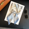 Light blue and cream silk scarf featuring vintage floral pattern and blue borders - New Silk Scarf/small Square Scarf 39 / 65