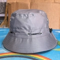 Gray sport sun hat with adjustable drawstring and black lettered decorative band - Adjustable / Light Gray