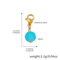 Golden stainless steel charm with a sky blue agate bead and secure lobster clasp - Gold Round Sky Blue Agate Pendant (D151-4)