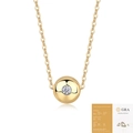 S925 sterling silver gold moissanite necklace with authentic GRA certification - Round Ball 0.1ct Moissanite / With GRA Certificate