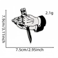 Macro view of punk style black and white embroidered patch with hands and knife design - Knife Hands Patch 8#