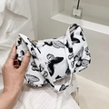 Moda borsa sottobraccio bianca con stampa a farfalla nera e chiusura con zip - Stampa Farfalla