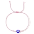 Bracelet œil porte-bonheur rose tressé avec cordon ajustable et perle en résine bleue - Standard / Rose Clair