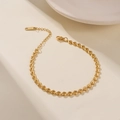Minimalist gold heart link chain bracelet with lobster clasp and adjustable extension chain - Heart Link Woven Bracelet