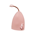 Pink lychee grain leather key sleeve with a brown strap and cute white rabbit character - Rabbit-Pink