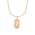 Lucky number 7 oval pendant necklace in rose gold finish with a sleek snake chain - Rose Gold Color