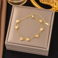 Gold Double Layer Heart Dangle Bracelet