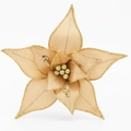 Sparkling gold artificial poinsettia flower with glitter edges for Christmas decor - Large / Gold