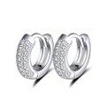 Classic S925 sterling silver hoop earrings with sparkling paved cubic zirconia stones - Silver Rhinestone Ring Style (SE103)
