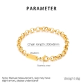 Pulsera de cadena de acero inoxidable dorado con placa grabable y cierre de langosta - Pulsera / Color Acero