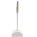 White semi-circular wooden photo clip holder with a flexible metal alligator wire - Half Moon White