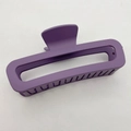 Close-up of a matte purple rectangular hair claw clip with a smooth rubberized finish - Large (13CM) / Purple