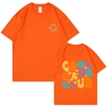 T-shirt orange en coton avec imprimé vintage Cool Dads Club, vues de face et de dos - XS / Orange (Style COOL DADS CLUB)