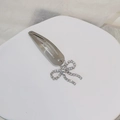 Silver BB hair clip featuring a sparkling rhinestone butterfly pendant on white stand - 19 Rhinestone Bow (Single)