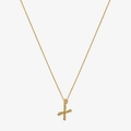 Macro detail of gold S925 sterling silver X-shaped letter pendant with zircon diamonds - 925 Silver / Gold - Letter X