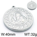 Silberner Benediktus-Anhänger aus Edelstahl mit Kreuzdetail auf weißem Hintergrund - Stahlfarbener Stil (KLJ5913-Z)