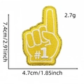 Yellow embroidery patch with #1 finger gesture, dimensions 7.4x4.7cm for DIY clothing decor - Finger Patch 8 (Yellow)