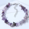 Detail of amethyst gravel stone bracelet with S925 sterling silver lobster clasp - Purple