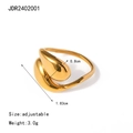 Dettaglio dell'anello in acciaio oro 18k con dimensioni e peso, design a goccia d'acqua - Regolabile / Oro