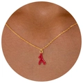 Gold O-chain necklace featuring a polished bright red coral-shaped pendant for women - Red Antler Necklace