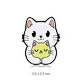Cartoon enamel pin featuring a white cat hugging a yellow kitten, sized 3.0x2.5 cm - Hugging Cats