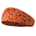 Elastic orange sports headband featuring vintage American football print for fitness - Football Orange Pattern