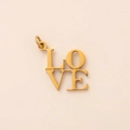 Golden stainless steel LOVE letter square charm pendant for DIY necklace on beige background - Love Letter