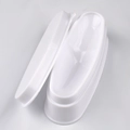 White French nail dip powder tray featuring a dual-compartment oval plastic design - French Manicure Dip Tray