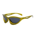 Futuristic Y2K wrap-around sunglasses in translucent olive green with dark grey lenses - Transparent Green