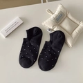 Calcetines invisibles de algodón negro con lunares blancos y talón antideslizante - Talla única / Negro