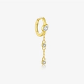 Orecchini a cerchio dorati in argento S925 con nappe e pietre di zircone trasparente - Orecchino Singolo Solo (Senza Paio) / Oro 18K