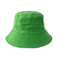 Vibrant emerald green terry cloth bucket hat featuring plush textured fabric for winter - M (56-58cm) / Green
