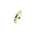 Adjustable gold plated open ring with green enamel finish and five colorful square zircons - Adjustable Open / Grass Green