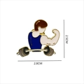 Detailed size view of weightlifter enamel pin showing dimensions of 2.8cm by 2.5cm - Weightlifter (KN1499)