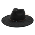 Chapeau fedora noir à large bord en daim avec bande ornée de turquoise de style western - 56-59cm / Noir