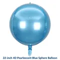 Spherical 22-inch pearlescent blue 4D foil balloon with high-gloss metallic finish - 22 Inch / Holographic Blue