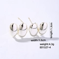 Silver geometric U-shaped crescent earrings with a polished mirror finish for women - Silver-Double Bean Irregular Oval