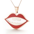 Schicke Halskette mit lippenförmigem Anhänger in Roségold und Emaille-Details in Rot - Roter Lippen-Email-Stil in Roségold (KP33733-D) / Roségold