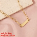 Detailed view of gold bar pendant necklace showing length 45+5cm and weight 5.6g - Gold + 1 Accessory