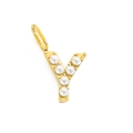 Golden Y-shaped letter pendant with white pearls inlay and top ring for DIY jewelry - Letter Y / Gold