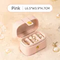 Pink PU leather mini portable jewelry travel box for rings and earrings storage - Mini Nude Pink