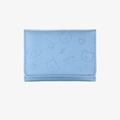 Short sky blue PU leather wallet featuring embossed cute cartoon bear and rabbit patterns - Blue